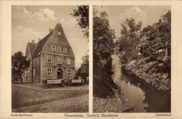 Ak Neuenhaus Grafschaft Bentheim Niedersachsen, Amts-Sparkasse, Dinkelbach