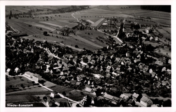 Postcard Nieder Ramstadt Mühltal in the Odenwald, aerial photograph