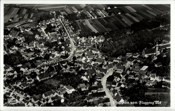 Postcard Laupheim in Upper Swabia, aerial photograph