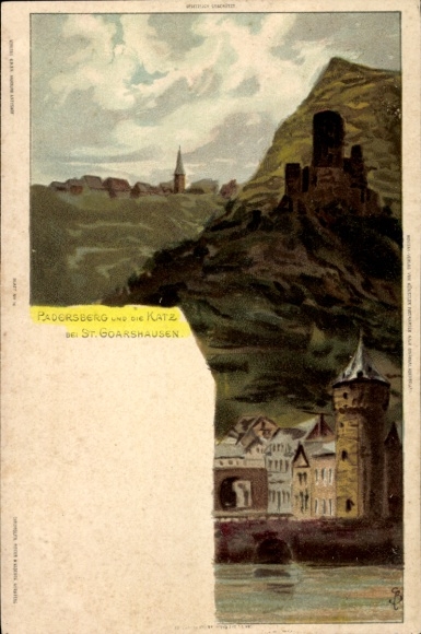 Artysta KP Biese, C., Sankt Goarshausen nad Renem, Padersberg, Burg Katz