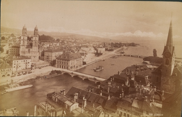 Photo Zurich city Switzerland, city panorama, Urirothstock, August 1891