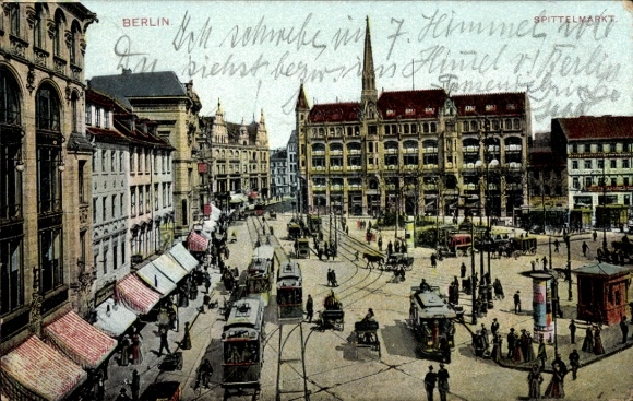 Ak Berlin Mitte, Spittelmarkt, Straßenbahnen
