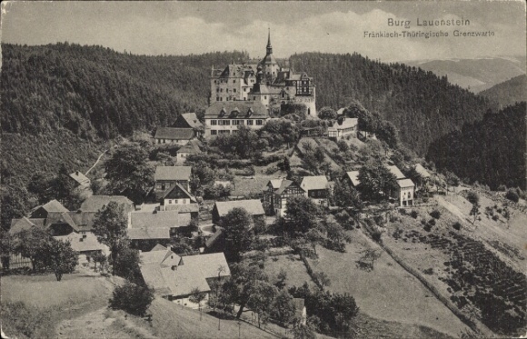 Ak Lauenstein Ludwigsstadt in Opper-Franken, kasteel Lauenstein, grenswacht Frankisch-Thüringen,...