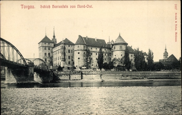 Ak Torgau an der Elbe, Schloss Hartenfels von Nord-Ost