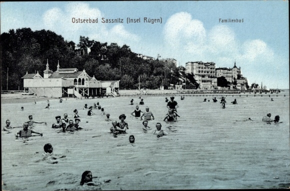 Ak Sassnitz auf Rügen, Familienbad, Badegäste