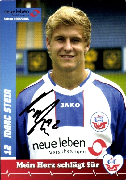 Autograph card footballer Marc Stein, FC Hansa Rostock, autograph