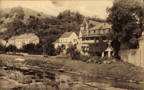 Postcard Echternacherbrück Rhineland Palatinate, Hotel Bitburger Hof, owner A. Wagner, DKV canoe station