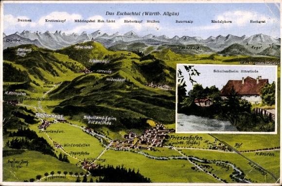 Kaarten Ak Friesenhofen Leutkirch im Allgäu, Eschachtal, Schoolkamp Hitzelinde