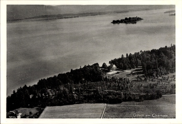 Postcard Gstadt am Chiemsee, aerial photograph