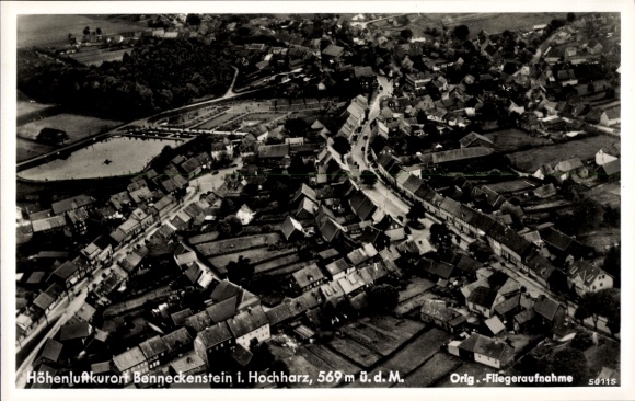 Postcard Benneckenstein Oberharz, aerial photograph