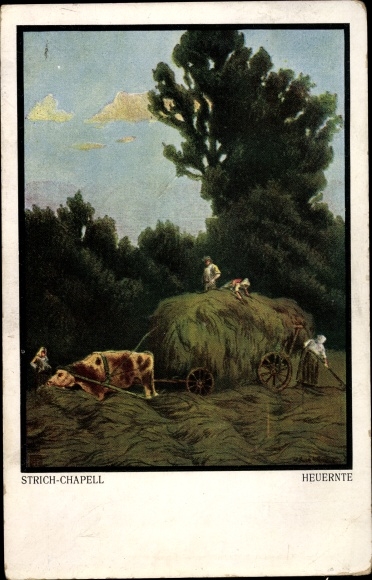 Artist PC Strich Chapell, Hay Harvest, Cattle Carriage, Agriculture