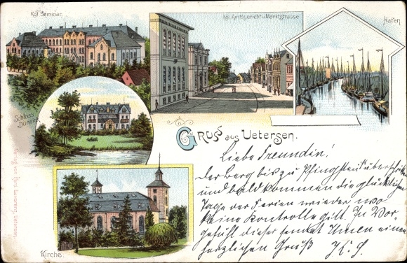 lito Uetersen Schleswig-Holstein, Królewskie Seminarium Duchowne, Zamek Düneick, Kościół, Sąd Rejonowy, Port