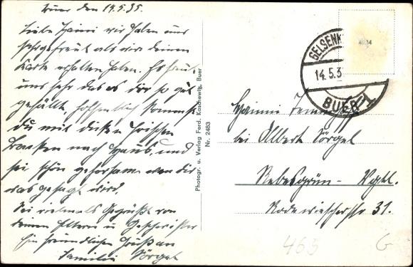Postcard Buer Gelsenkirchen in the Ruhr area, elevated road, hospital, Neumarkt, main post office, colliery