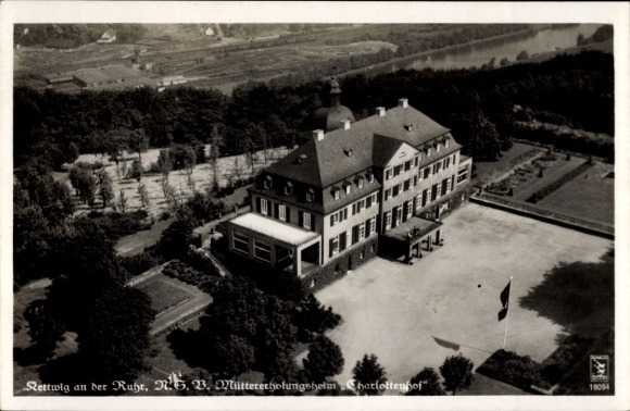 Ak Kettwig Essen im Ruhrgebiet, Müttererholungsheim Charlottenhof, Fliegeraufnahme