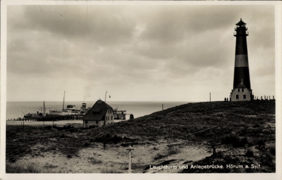 Ak Hörnum auf Sylt Nordfriesland, Leuchtturm, Anlegebrücke
