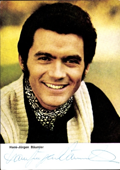 Postcard actor and figure skater Hans-Jürgen Bäumler, portrait, ZDF, autograph