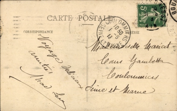Postcard couple in French national costume