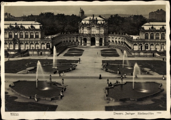 Postcard Dresden Old Town, Zwinger Wall Pavilion