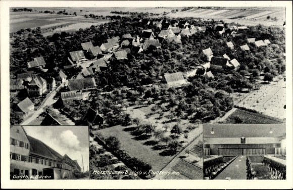 Ak Holzhausen Leipzig in Sachsen, Luftaufnahme von  Gasthaus z. Bären, Blick aus dem Flugzeug