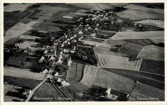 Postcard Neuenkirchen Vorpommern, aerial photograph of Neuenkirchen, rural area, on June 29, 1939