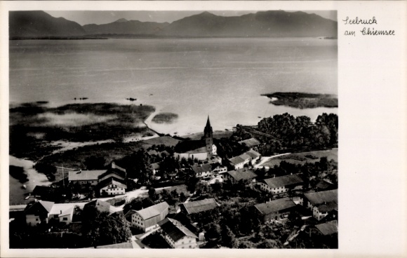 Postcard Seebruck am Chiemsee Upper Bavaria, aerial photograph