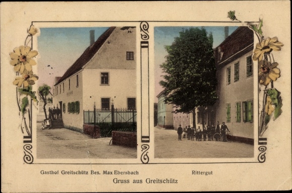 Postcard Greitschütz Elstertrebnitz Saxony, manor, inn