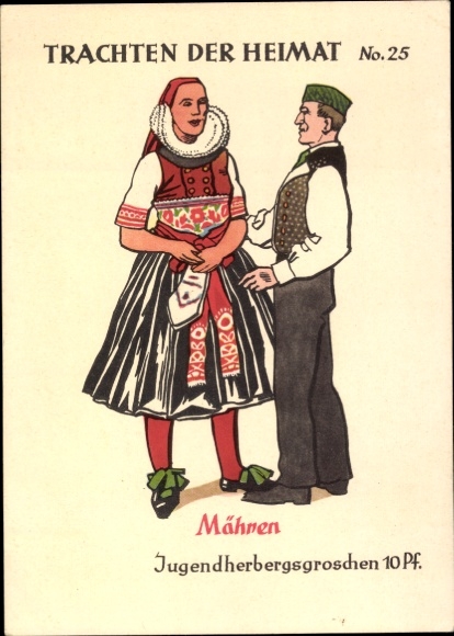Künstler Ak Mähren, Blick auf ein Paar in Tracht