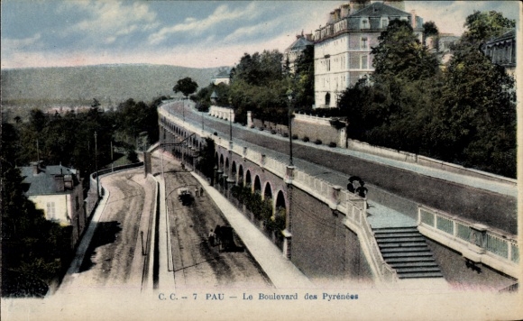 Postcard Pau Pyrénées-Atlantiques, le Boulevard des Pyrenees
