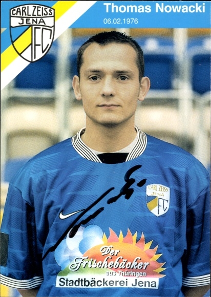 Handtekeningkaart voetballer Thomas Nowacki, FC Carl Zeiss Jena, handtekening