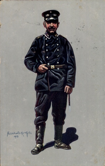 Kunstenaarskaart Lüschwitz-Koreffski, onderofficier van de Kraftfahr Batl. 1914-1915, I WO