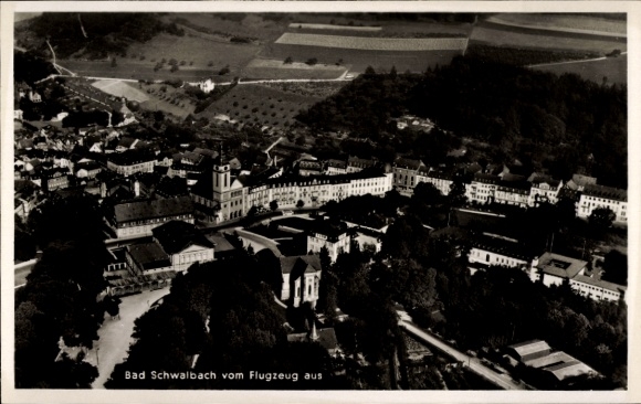 Postcard Bad Schwalbach im Taunus, aerial photograph from 1937