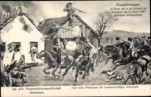 PC Aidenbach in Bavaria, festival shooting, Kgl. priv. firemen company, battle 1706