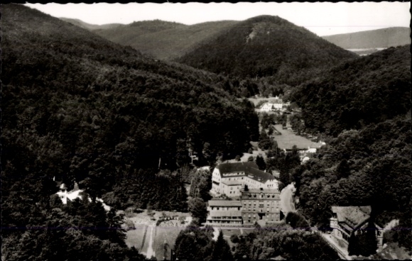 Postcard Bad Bergzabern on the Palatinate Wine Route, aerial photograph, Kurtal