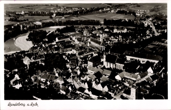 Postcard Landsberg am Lech Upper Bavaria, aerial photograph