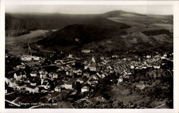 Postcard Waldshut Tiengen am Hochrhein, aerial photograph