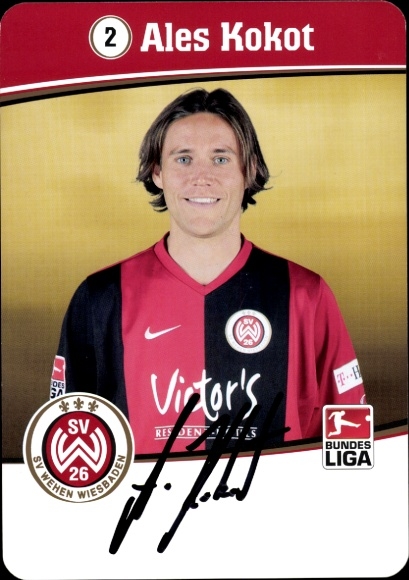 Autograph card footballer Ales Kokot, SV Wehen Wiesbaden, autograph