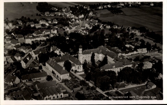 Postcard Bad Schussenried in Upper Swabia, aerial photograph