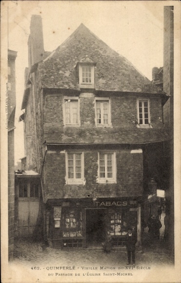 Postcard Quimperlé Finistère, old house, tobacco shop