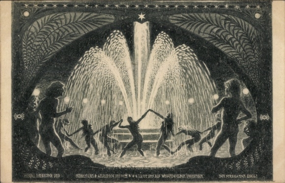 Art Nouveau artist Postcard Fidus, The Radiant Spring, charcoal print, No. 58