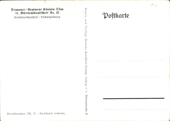 Artist PC Döbrich Steglitz, Dragoon Regiment Queen Olga No. 25