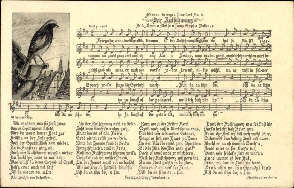 Song Postcard Soph, Hans, Erzgebirge dialect no. 5, The Rudtail