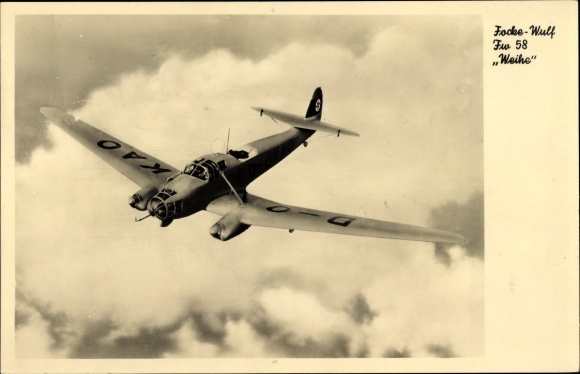 PC Focke Wulf FW 58 Weihe, German Wehrmacht, Luftwaffe, fighter plane, D-OKAO, II. WW