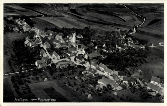 Postcard Justingen Schelklingen Swabian Alb, aerial photograph