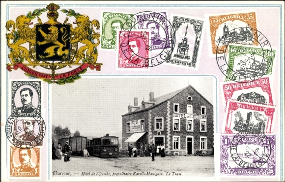 Stamp Postcard Marcourt Rendeux Wallonia Luxembourg, Hôtel de l&#39;Ourthe, Propr. Karl Manigart