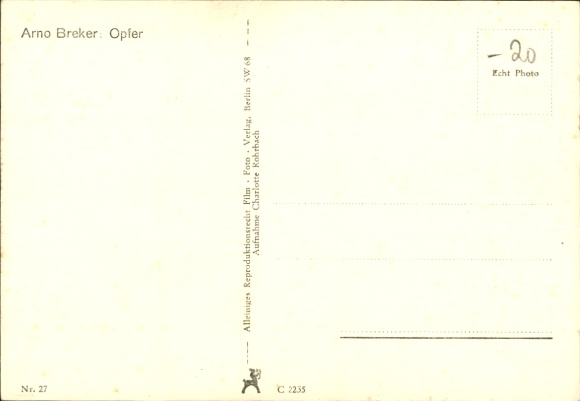 Postcard sculpture by Arno Breker, victim, soldier with broken sword