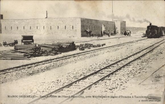Postcard Semouna Morocco, train station, railway