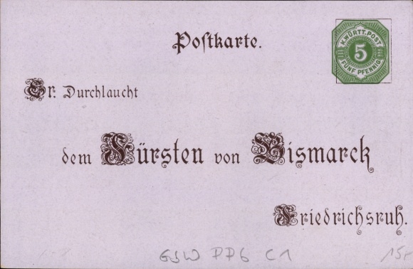 Postal stationery PC Prince Otto von Bismarck, 80th birthday, April 1, 1895