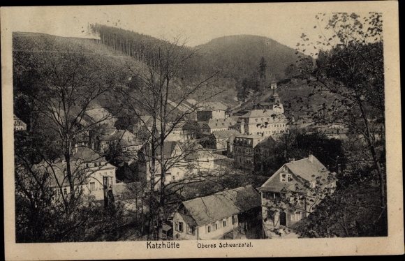 KP Katzhütte w Schwarzatal Turyngii, częściowy widok na miasto, Upper Schwarzatal