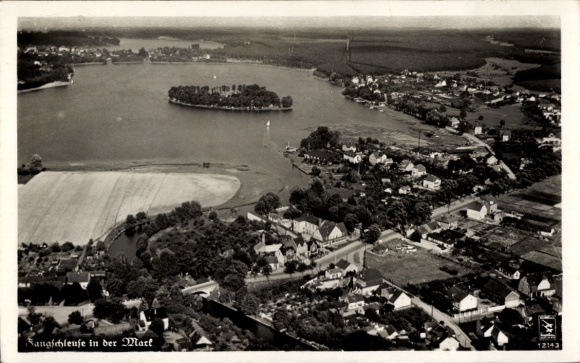 Ak Fangschleuse Grünheide in der Mark, Luftbild