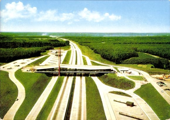 Ak Nellinghof Schierberg Neuenkirchen Vörden Nedersaksen, Autobahn Brückenrasthaus Dammer Berge